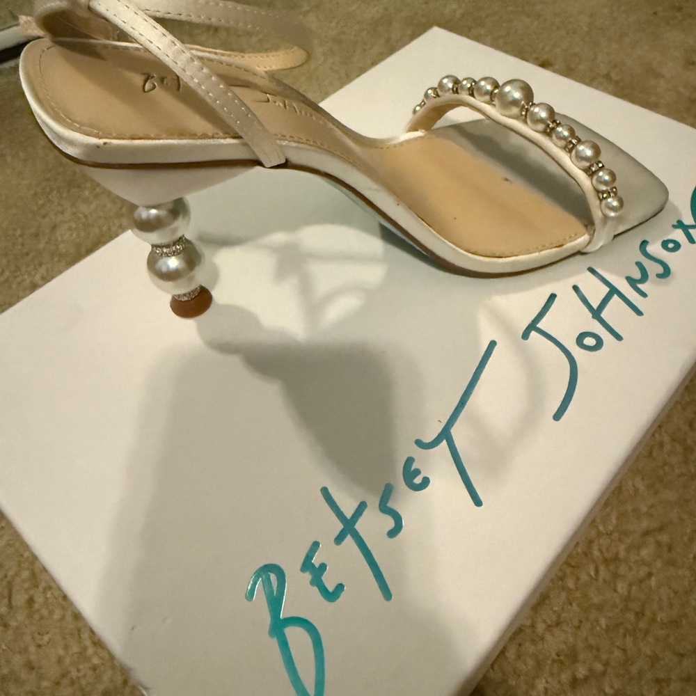 Betsey Johnson White Pearl Embellished Heels
